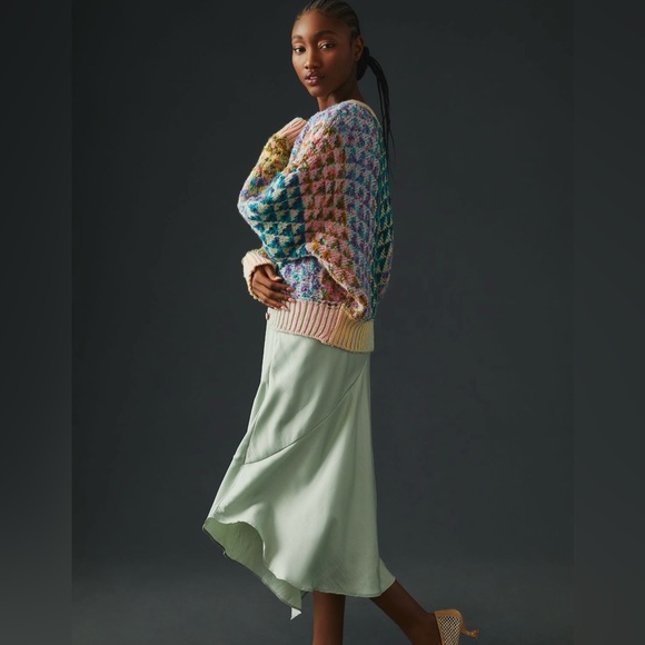 Anthropologie TEXTURED CARDIGAN SWEATER IN A BEAUTIFUL RAINBOW YARN WOOL BLEND - Picture 5 of 12